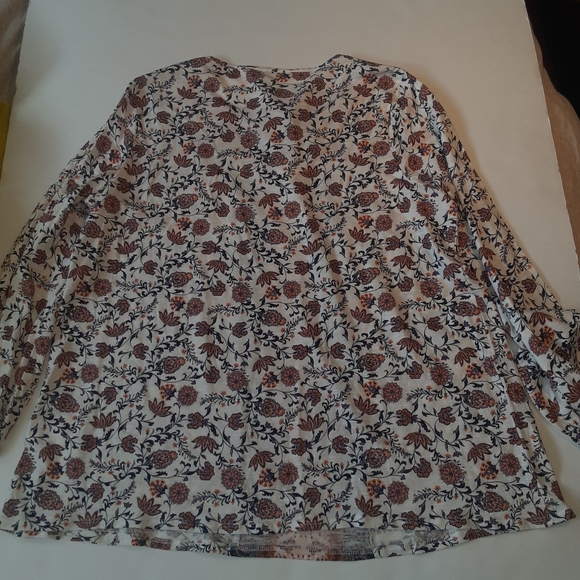 Cotton/ Modal Vintage America Peasant pullover long sleeve top elastic cuffs. - Picture 7 of 10